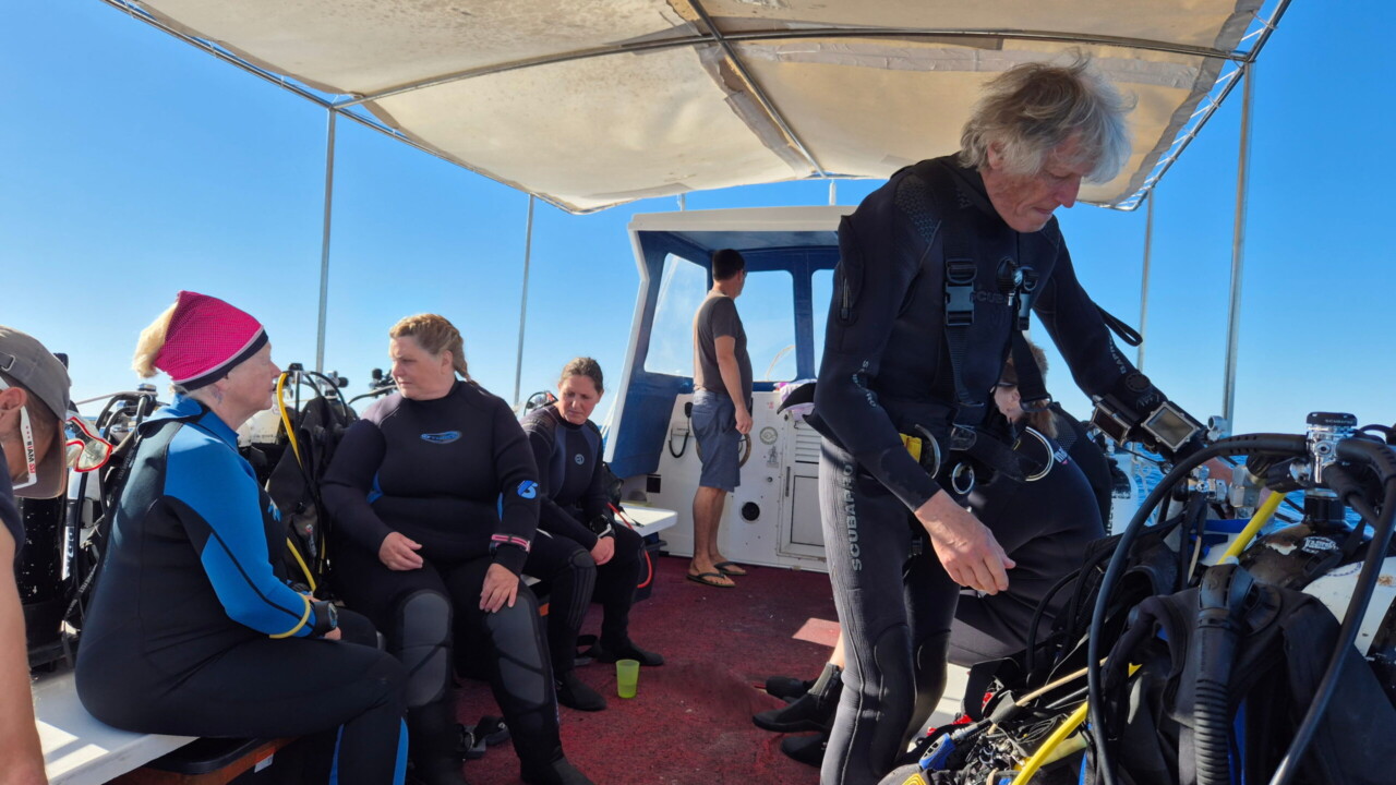 Bath Divers on the boat in Croatia by Keith Wilson